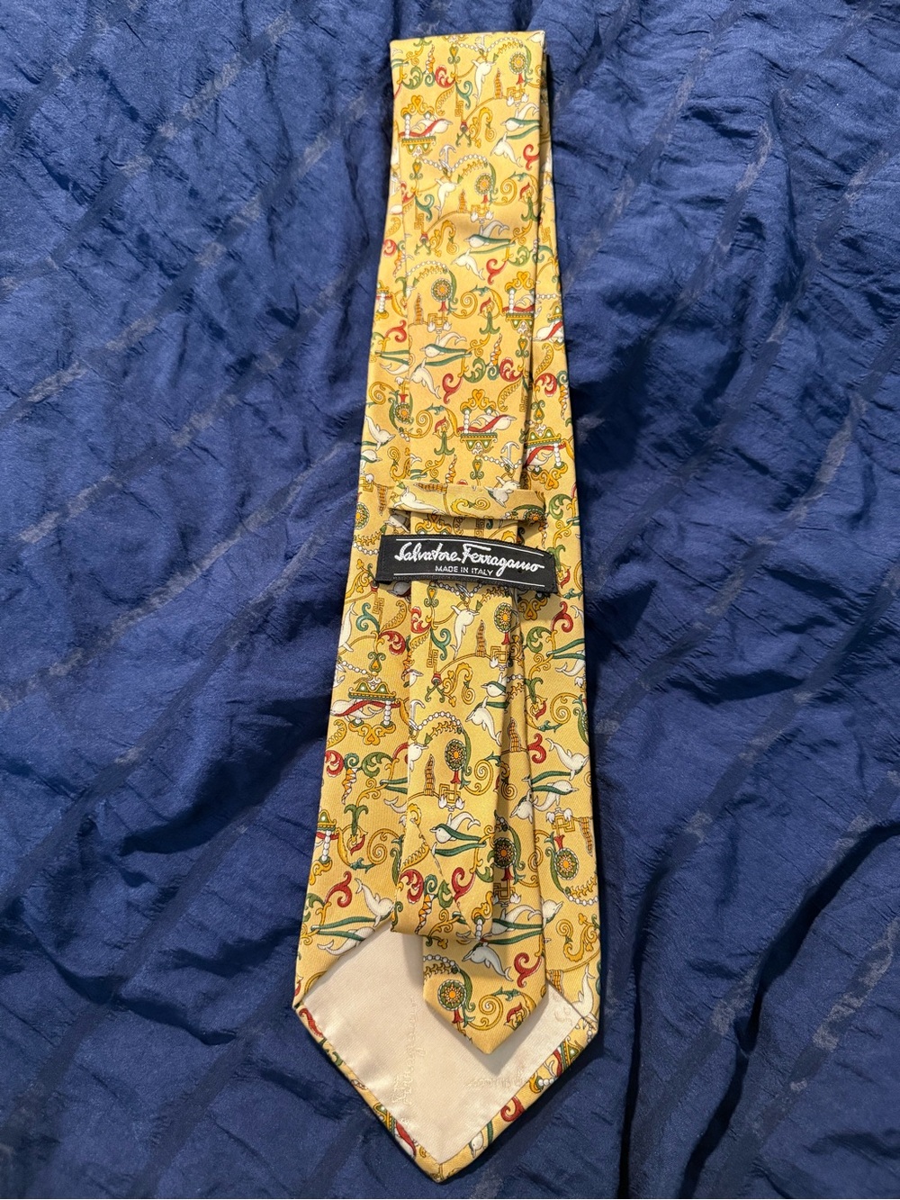 Salvatore Ferragamo Mustard Yellow Paisley & Floral Silk Tie